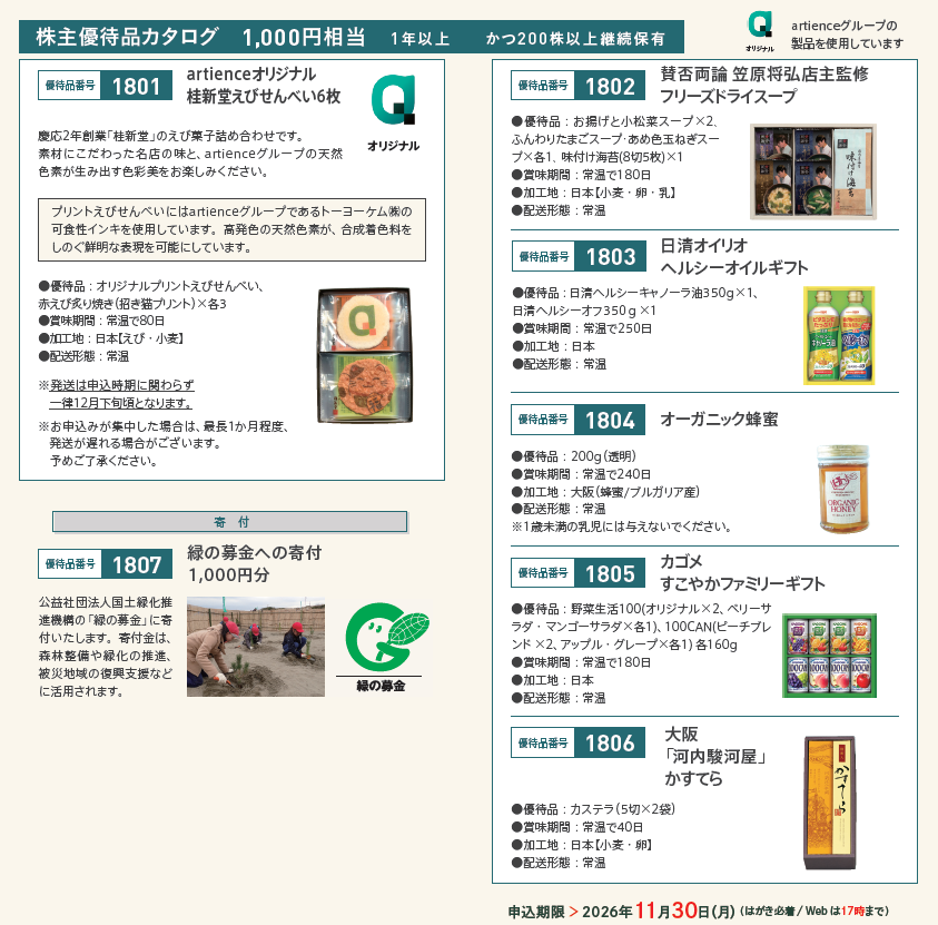 Special gift catalog
