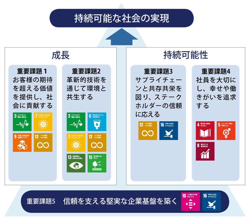 Five material issues and related SDGs