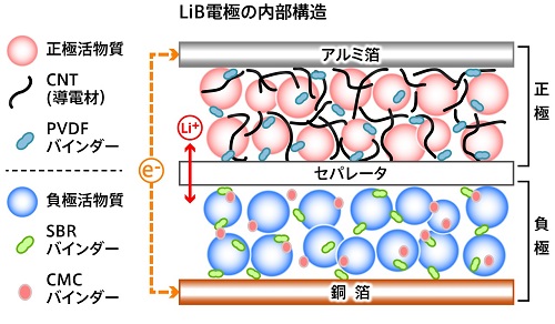 LiB電極の内部構造