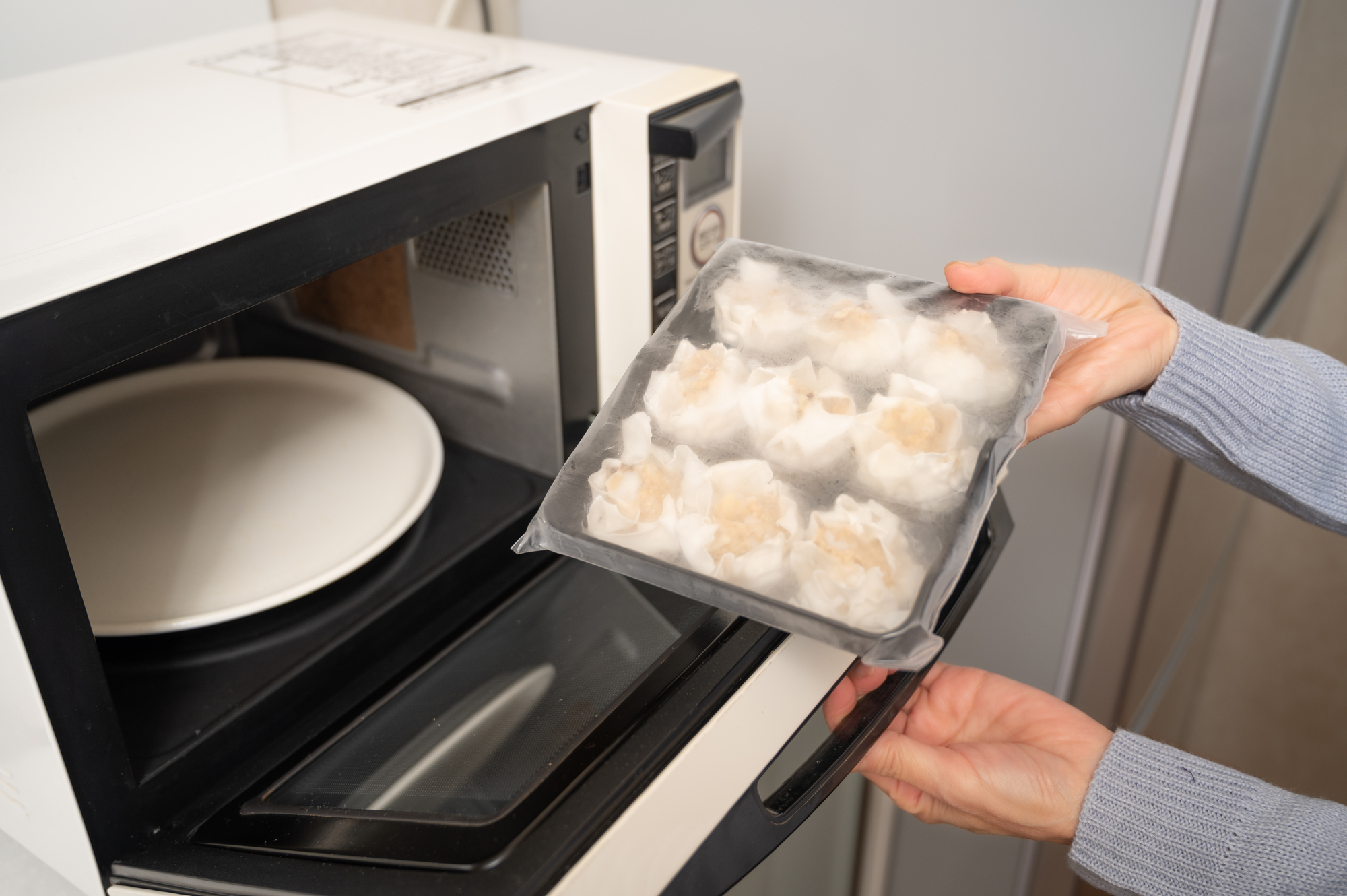 Heating chilled shumai in the microwave
