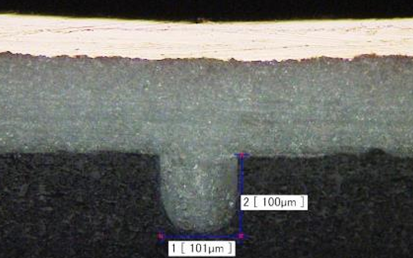 Image of embeddability test on uneven base material