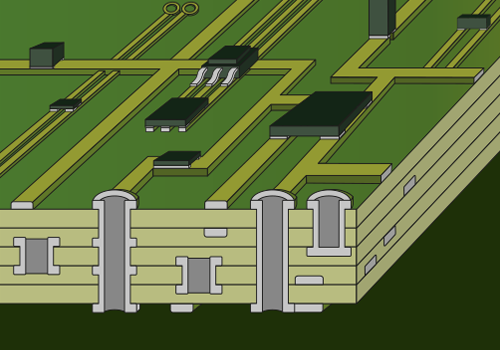 Image of each part of electronic board such as interlayer insulation layer and solder resist