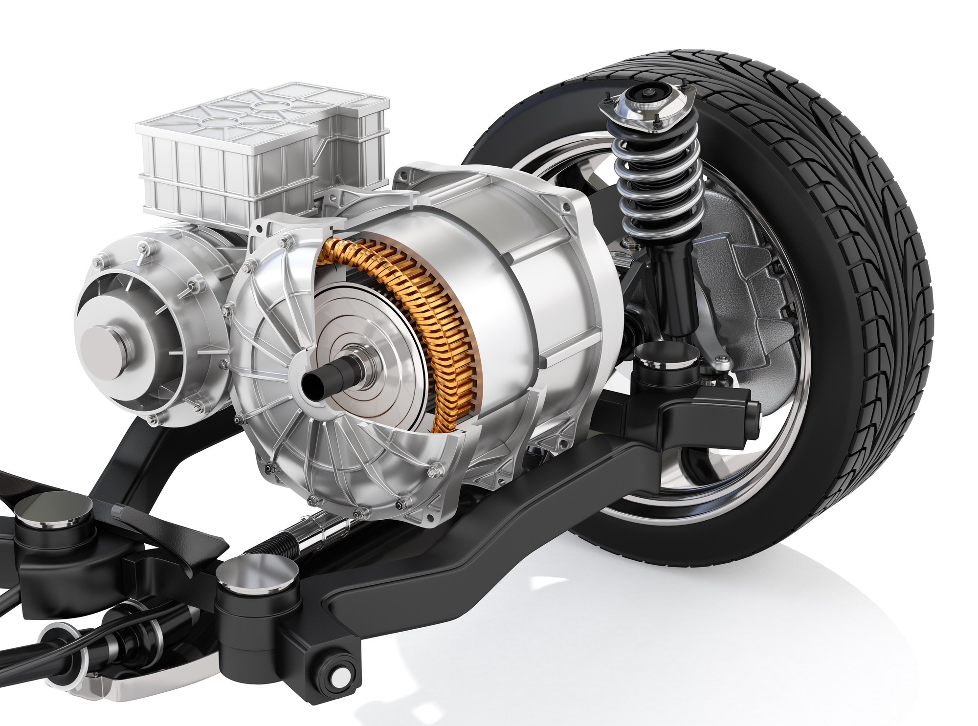 electric car motor with suspension