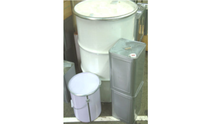 Drums, gallon cans, pails